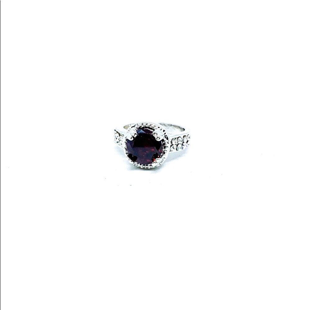Garnet Silver RhineStone Ring